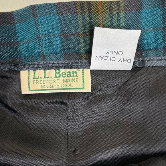Vintage LL Bean Wool Blend Tartan Plaid Pleated Skirt Women Size 12 Blue Black - Picture 8 of 11